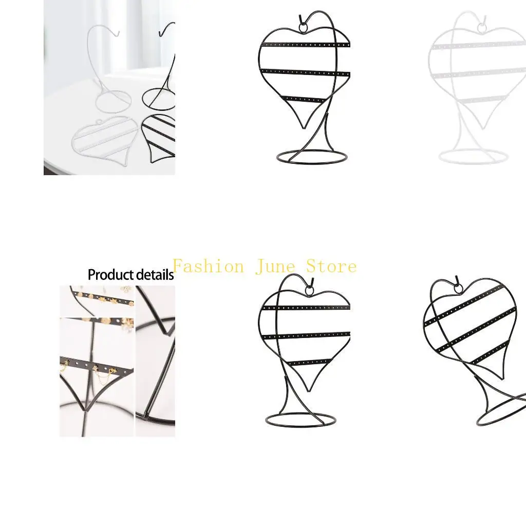 

N5KA Decorative Iron Earring Holder 50 Heart Holes Jewelry Organizers Showcase