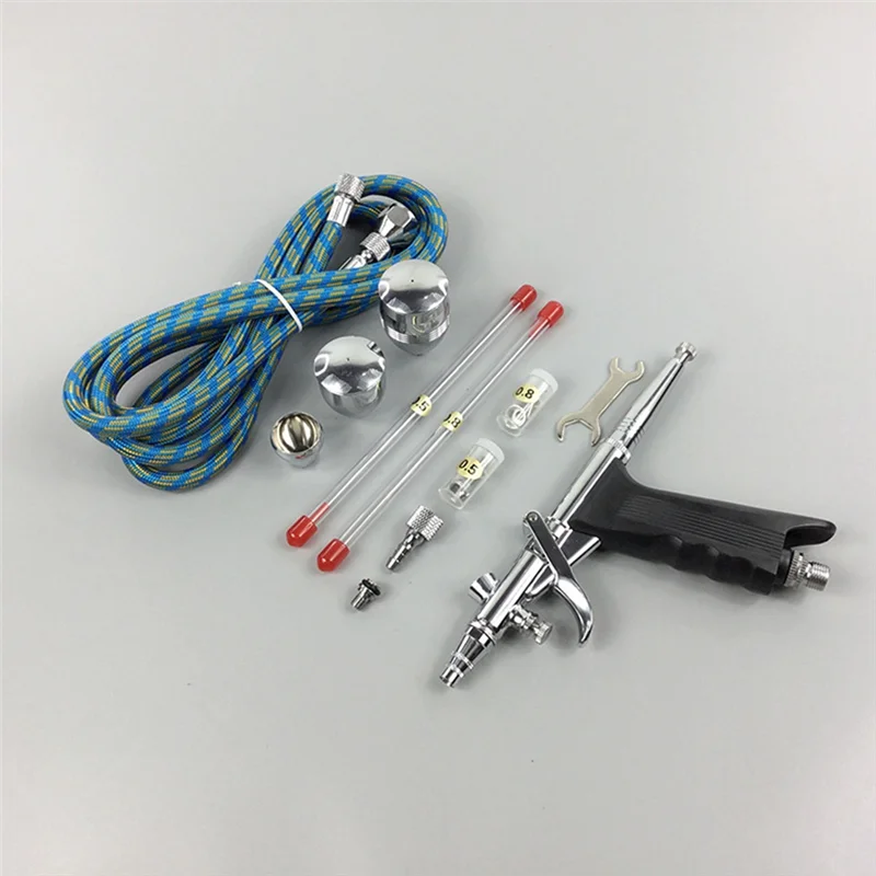 ABFI-Kit de aerógrafo de aguja de 0,3/0,5/0,8Mm con gatillo de doble acción, vasos de pintura de 2/5/13Cc, pistola de aerógrafo para tatuaje de pastel de uñas