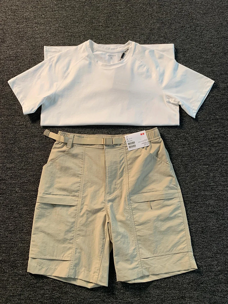 

Khaki American Quick Dry Men's Shorts Summer Outdoor Casual Beach Pants Thin Straight Cut Mid-Length Youth Active Color