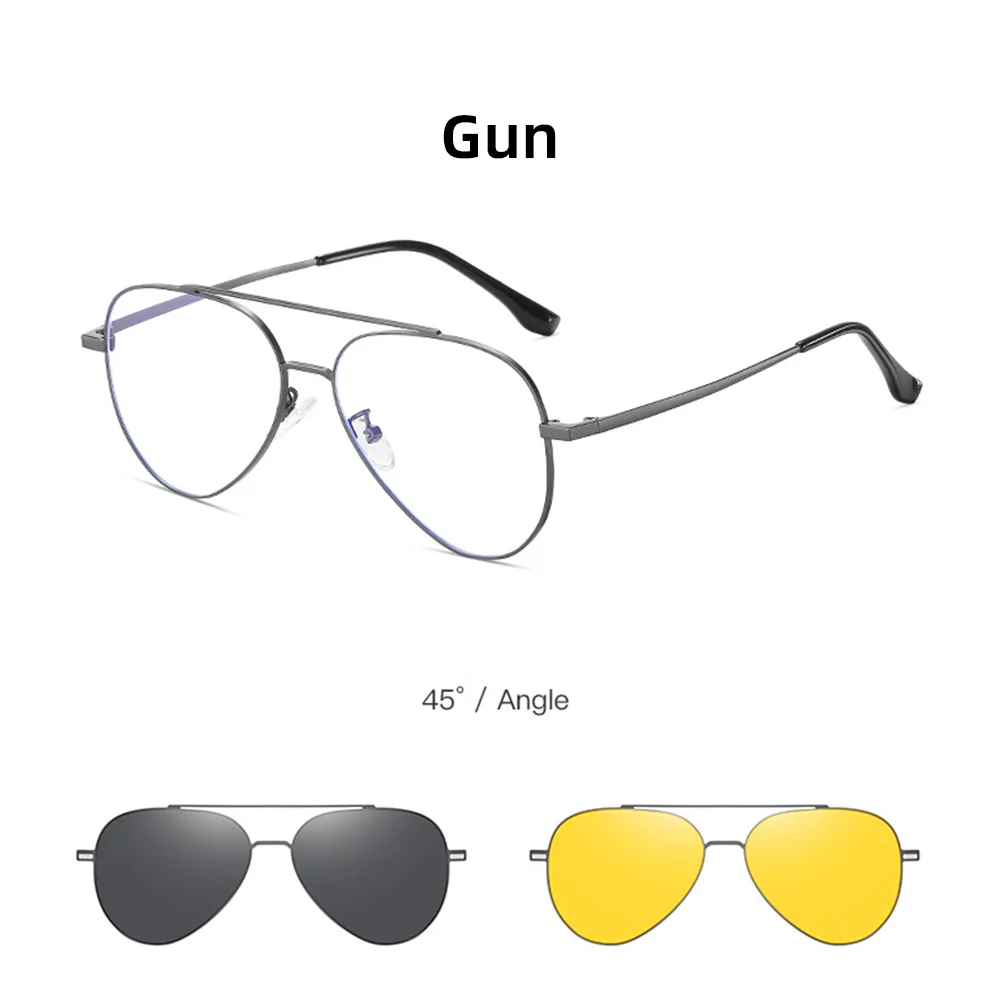 VIVIBEE Aviation Magnetische Polarisierte Clip Auf Sonnenbrille Pilot Männer Nachtsicht Brillen Rahmen UV400 Frauen Sonnenschirm – Detail 11