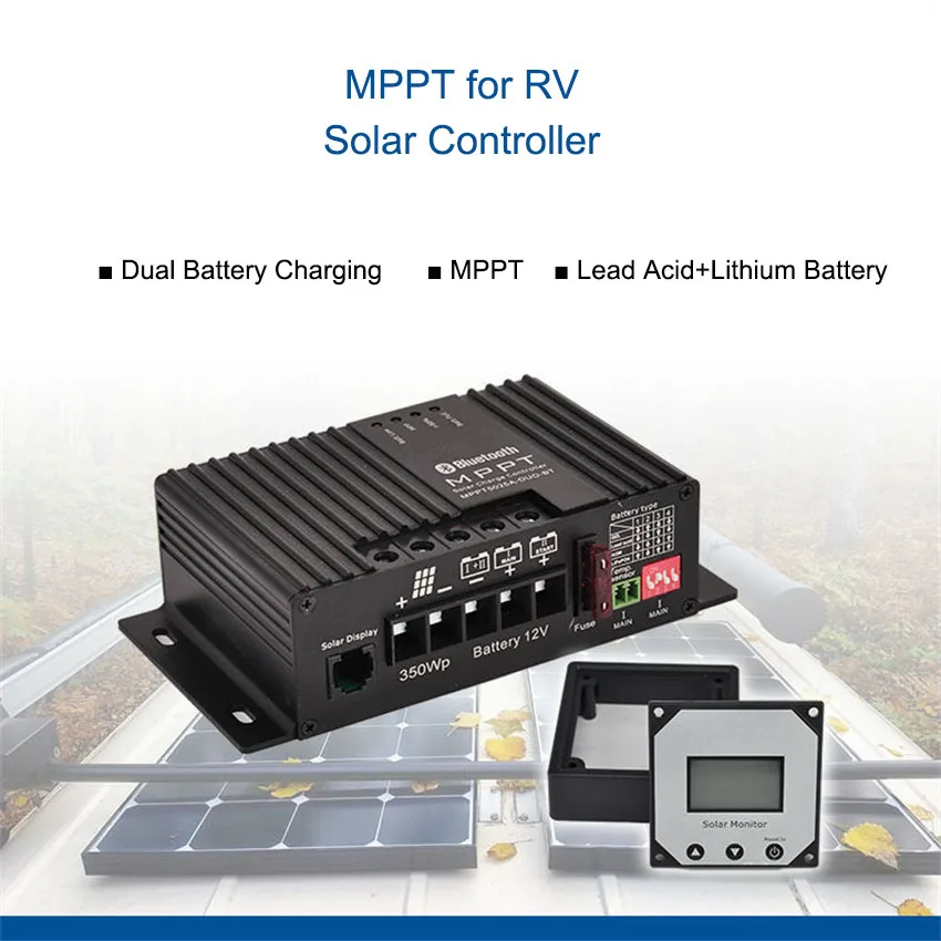 25A MPPT Solar Charge Controller 12V Solar Panel Battery Charge Regulator Support Bluetooth APP Smart Solar Charging Controller