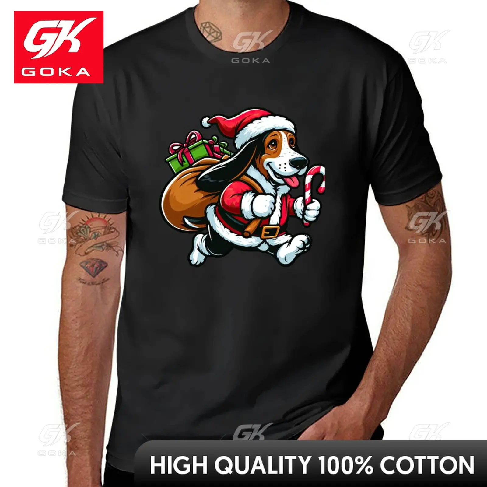 Basset Hound Dog Christmas T-Shirt Cute Clothes Graphic T Shirt Mens Graphic T-shirts Pack Cute Funny Vintage Graphic T Shirts