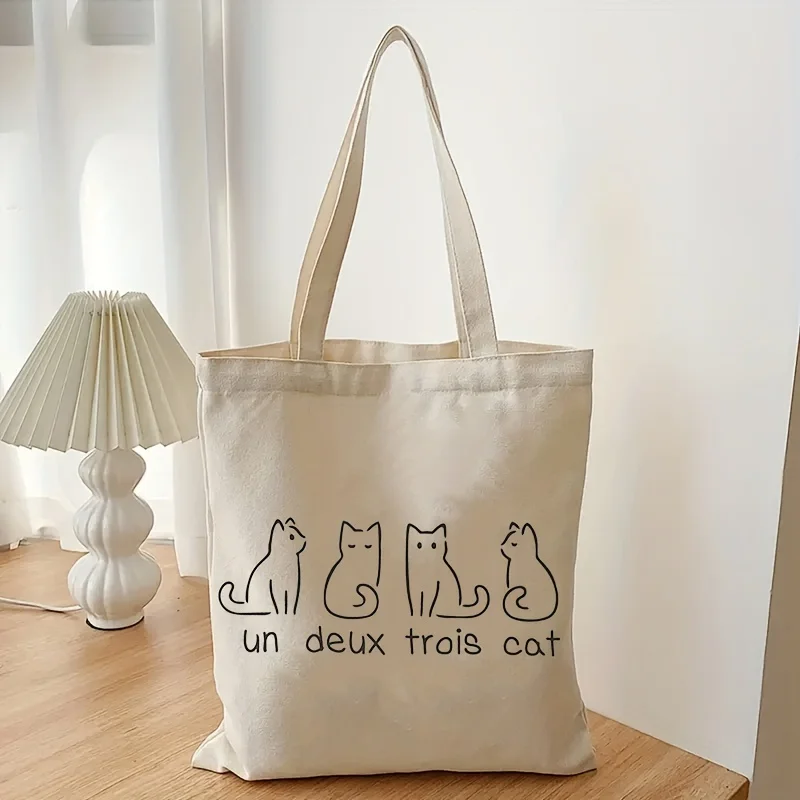 Kawaii Cat Tote Bag  Pattern Cat Tote Bag, Cat Canvas Tote BagShopping Bag, Cat Lover Gift, Cat Bag, Cat Illustration Tote Bag