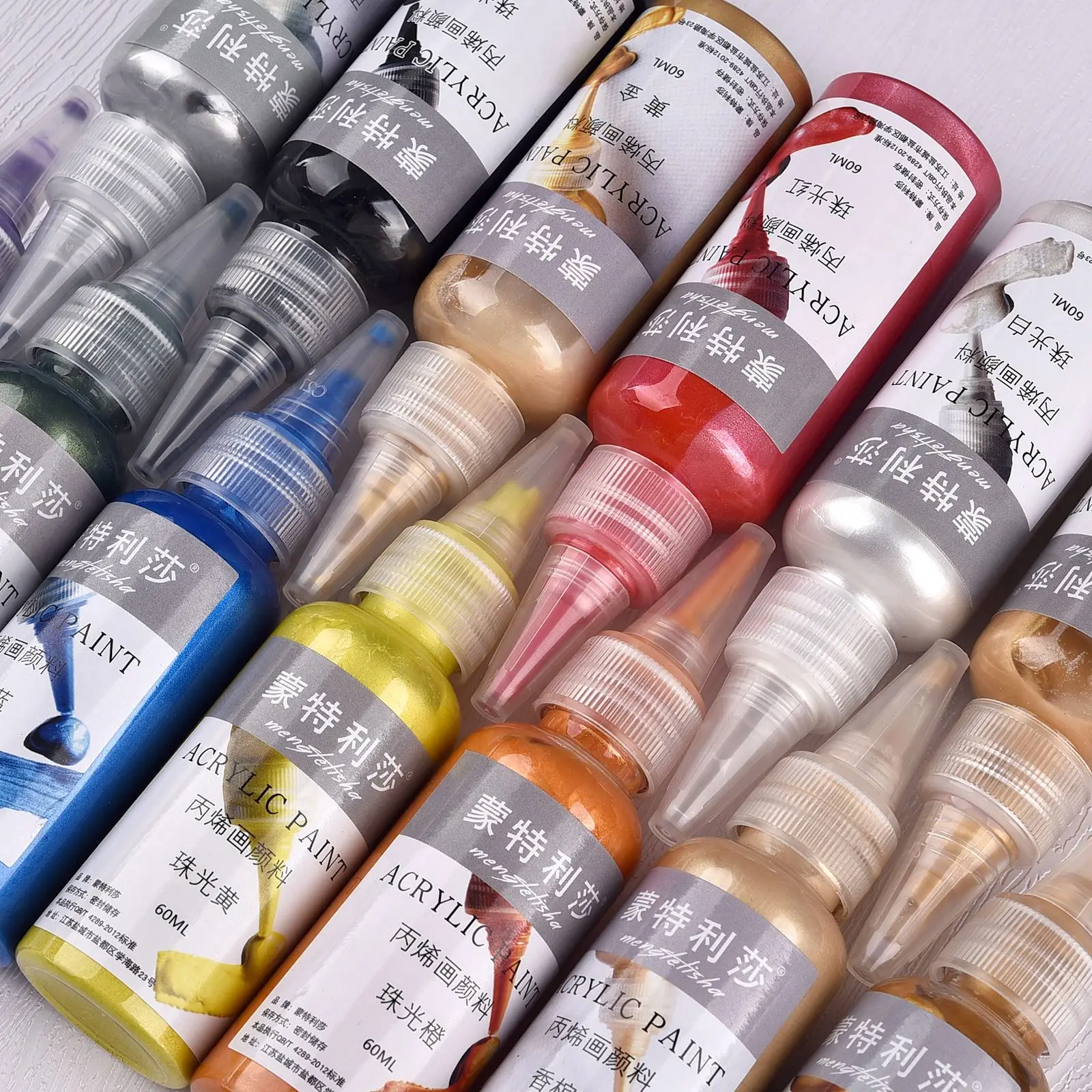 Pigment Acrylique Nacré pour Peinture D.lique, 60ml, pour Beurre de Plâtre, Colle en Résine Xy, Crochet, Pâte