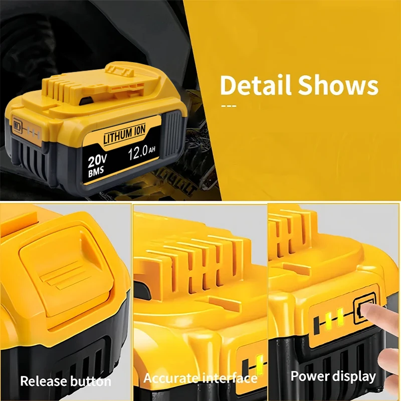 Waitley Battery for Dewalt 18V 20V Power Tool Replace DCB200 Series Original Battery Accessories Rechargeable Lithium Batteries