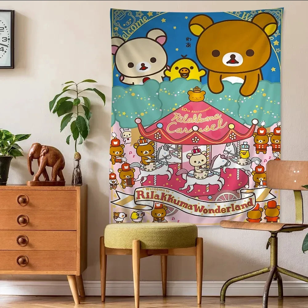 Japan Anime Cute Cartoon R-Rilakkuma Hanging Bohemian Tapestry Bohemian Wall Tapestries Mandala Kawaii Room Decor