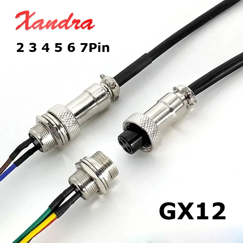 GX12 2 3 4 5 6 7 Pin Aviation Plug Connection Cable 5A Welding Processing Sensor Extension Cord M12 Male Female Connector Wire