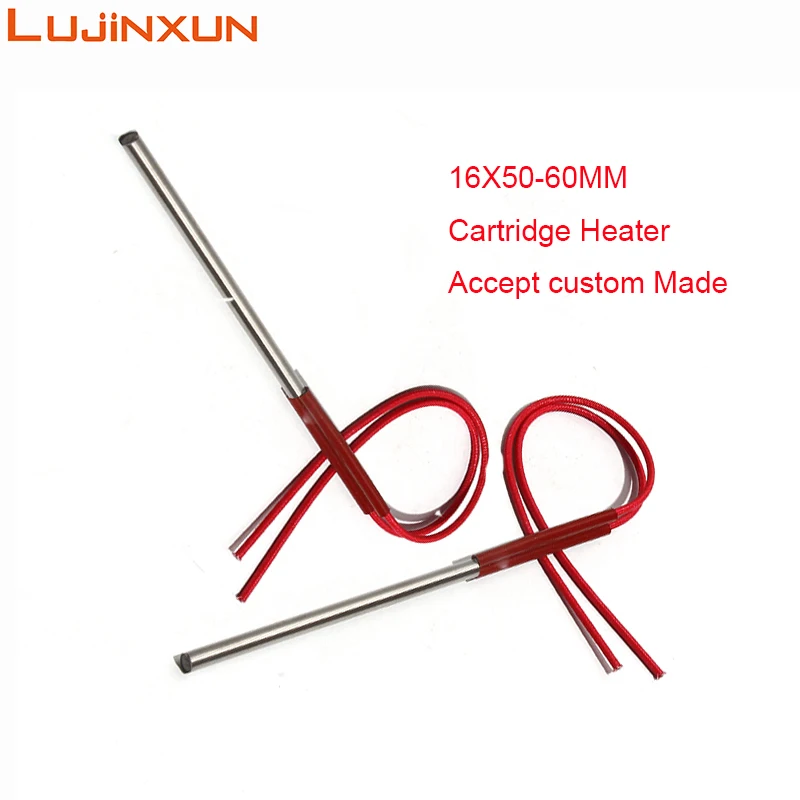 LUJINXUN 5pcs Mold Stainless Steel Single Head Cartridge Heater 16x50mm 16x60mm Mould Dry-Burning Heat Pipe 200W-240W 110V/220V