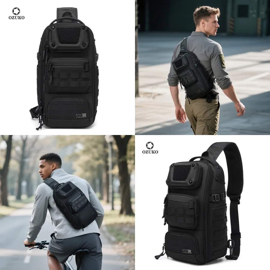 

【New style】OZUKO chest bag men's high-end waterproof tactical -body bag multi-functional wear-resistant outdoor functional -bod