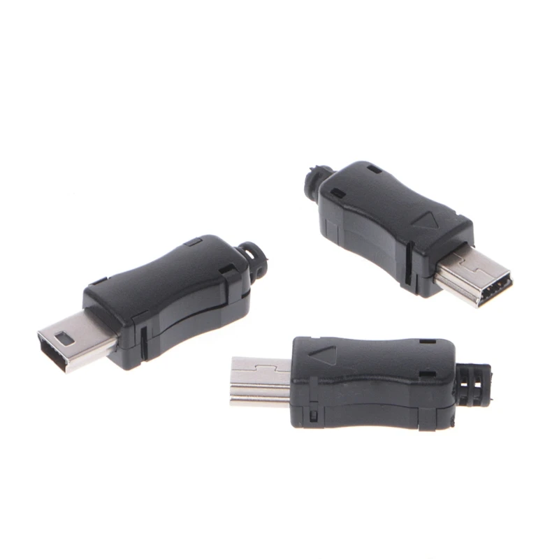 10Sets DIY Mini USB 2.0 5PIN Plug Socket With Plastic Cover With Tail Connector