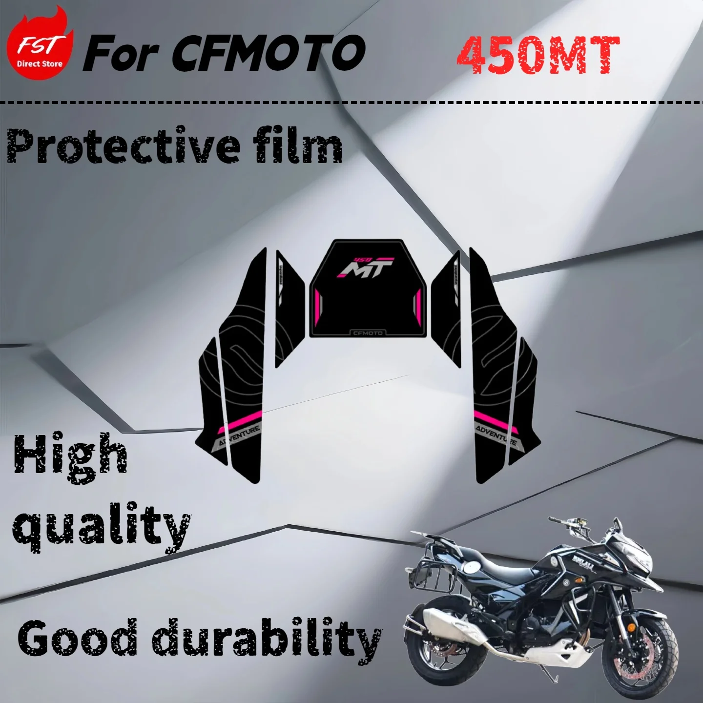 

For CFMOTO 400MT fuel tank fish bone sticker leg guard anti-wear rubber protection sticker modified armor sticker