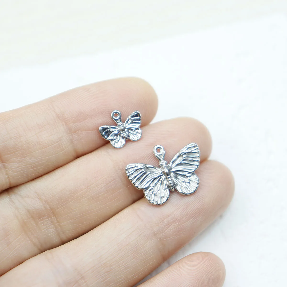 5pcs 304L Casting Stainless Steel Pretty Butterfly Charms Jewelry Accessory DIY Necklace Earrings Vacuum PVD Plated Water Proo