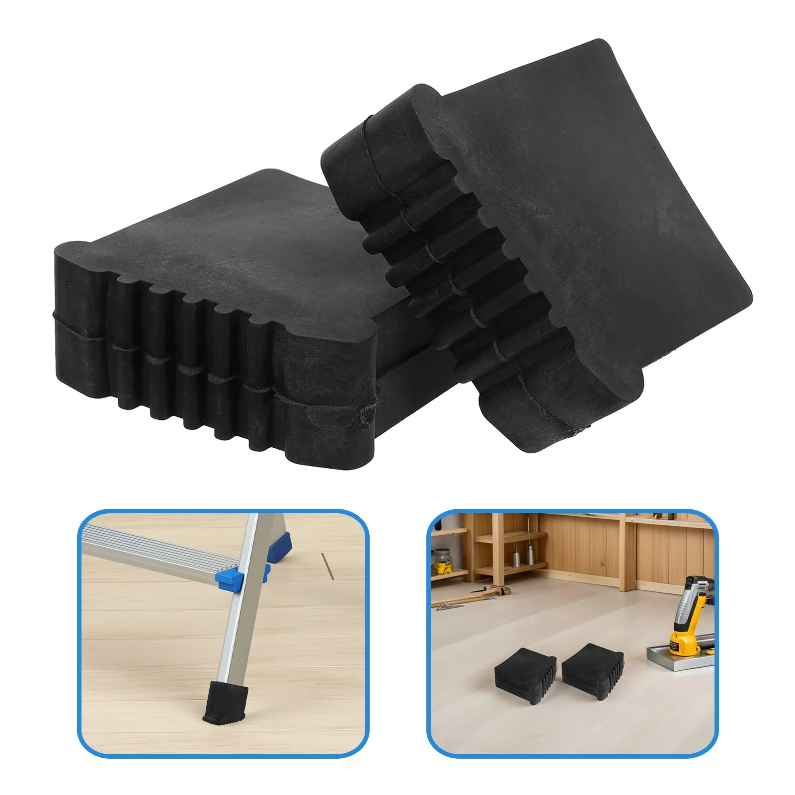 2Pcs Ladder Foot Pads Non Skid Rubber Covers Replacement Step Ladder Feet Cushion Floor Protectors Anti Slip Stabilizer Bumpers