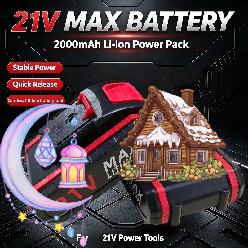 Latest 21V 2000mAh 18650 Lithium‑ion Battery Cordless Power Battery For Electric Trimming Saw Impact Drill
