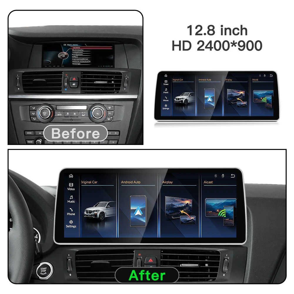 Stwei 2026 New Linux System Car Stereo 12.8in Thin Screen for BMW X3 F25 X4 F26 Wireless CarPlay Android Auto Car Video Player