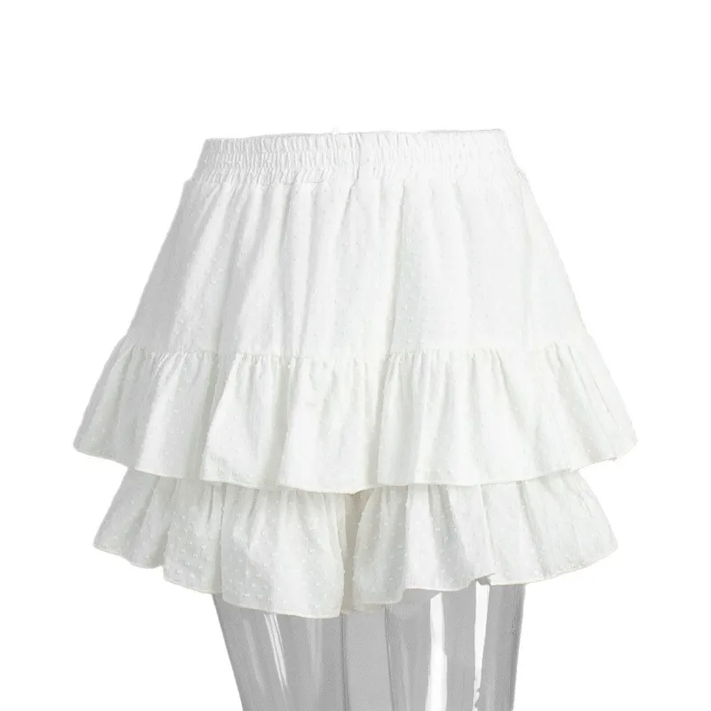 Shorts 2026 Summer Korean Polka Dot Solid Color High Waist Pure Cotton Trouser Skirt