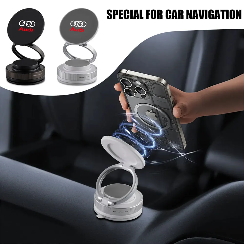 1PCS ABS 360 Adjustable Vacuum Magnetic Phones Holder Valve Cap For Audi Sline A1 S B3 A4 B5 A6 B7 S8 TT Q1 Q2 S3 Q4 Q5 B6 8P RS