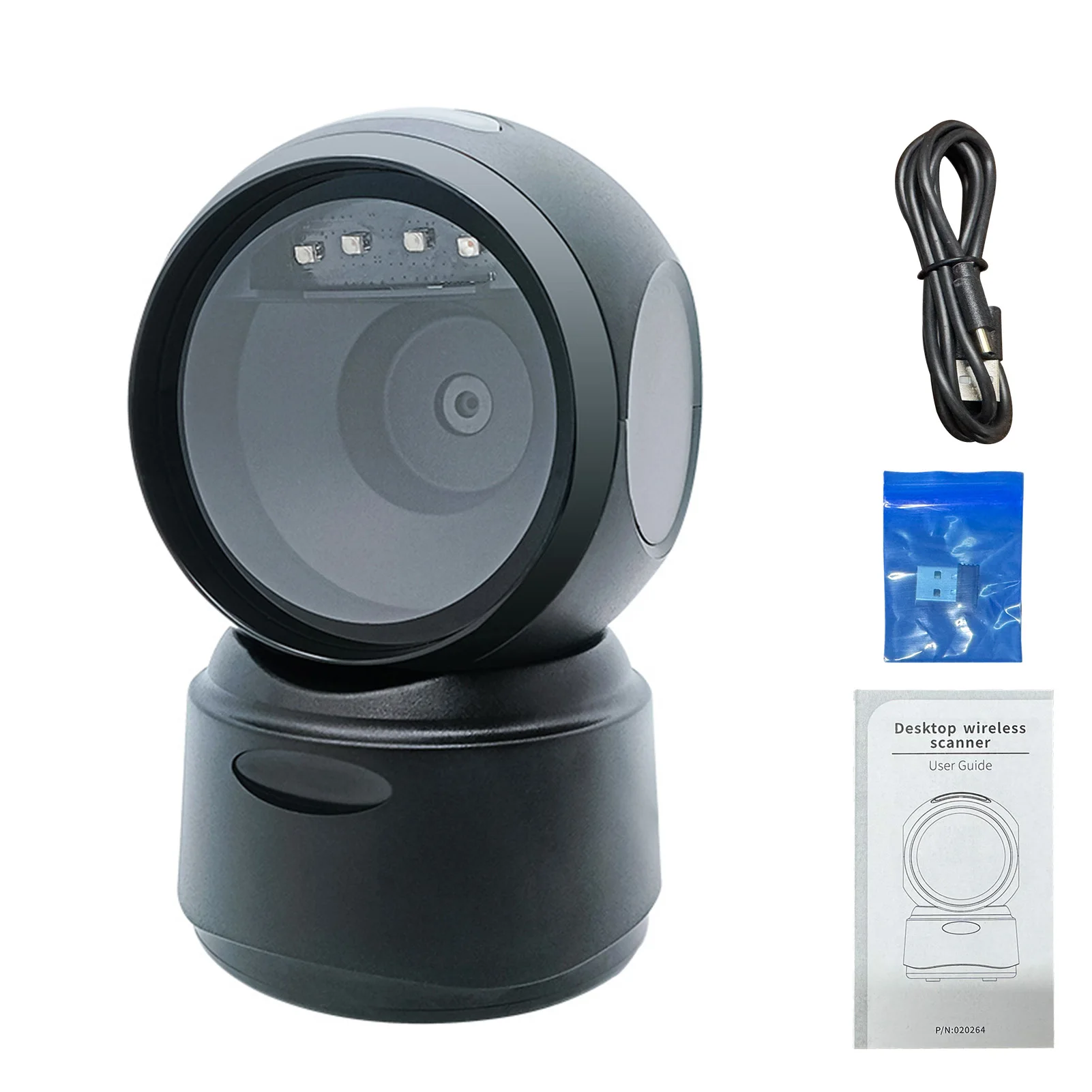 

CMOS Wireless QR Desktop Scanner BT 5.0 Desktop Barcode Scanner LED Light Multi-Prompt Handsfree Bar Code Reader