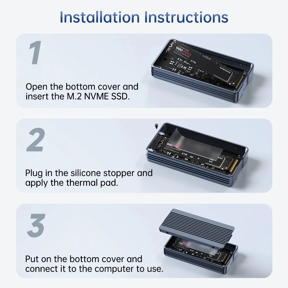 Imagem -05 - Acasis-estojo Externo Compatível com Thunderbolt tipo c Nvme M.2 Ssd Alumínio 40gbps Usb 4.0