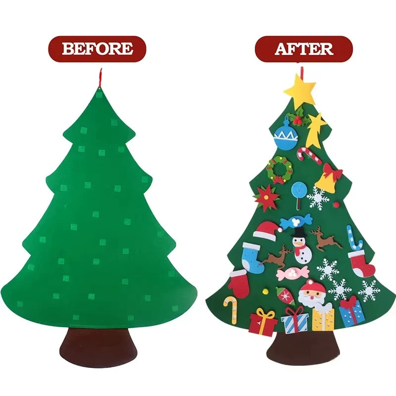 Kids DIY Christmas Tree Toys Kit Montessori Toy Handmade Felt Christmas Tree Craft Diy Set Christmas Children Gift New Year Gift