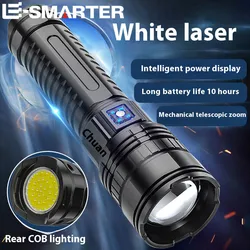 Ultra Bright LED Flashlight Powerful Tactical Torch 15000mah Built-in Battery Emergency Camping Spotlights With Tail Light