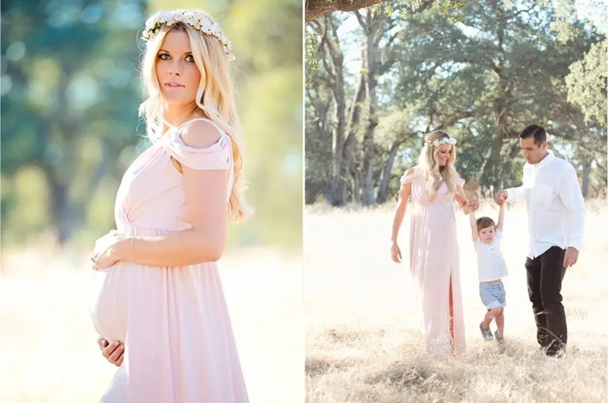 Vestido largo de maternidad con abertura frontal para sesión de fotos de mujeres embarazadas, maxivestido Sexy para sesión de fotos, accesorios de fotografía, Baby Showers