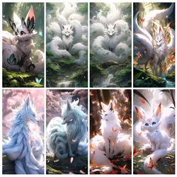 5D Diamond Painting Nine tailed Fox Full Square/Round Diamond Embroidery Kits Animals Scenery Mosaic Home Diamond Artist FF1090