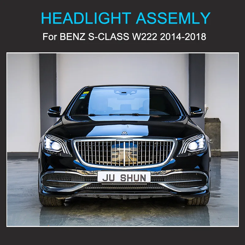 1 Pair LED Head Light Assemly for Mercedes Benz S Class W222 2014-2018 Plug and Play with Day Light Turning Start Animation