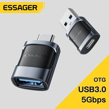 Essager USB 3.0 vers Type C Adaptateur OTG USB A Type C mâle vers Micro Type C USB A Convertisseur femelle pour Macbook portables Lecteur de cartes 12 meilleurs adaptateurs micro USB vers USB-C en vente - No5