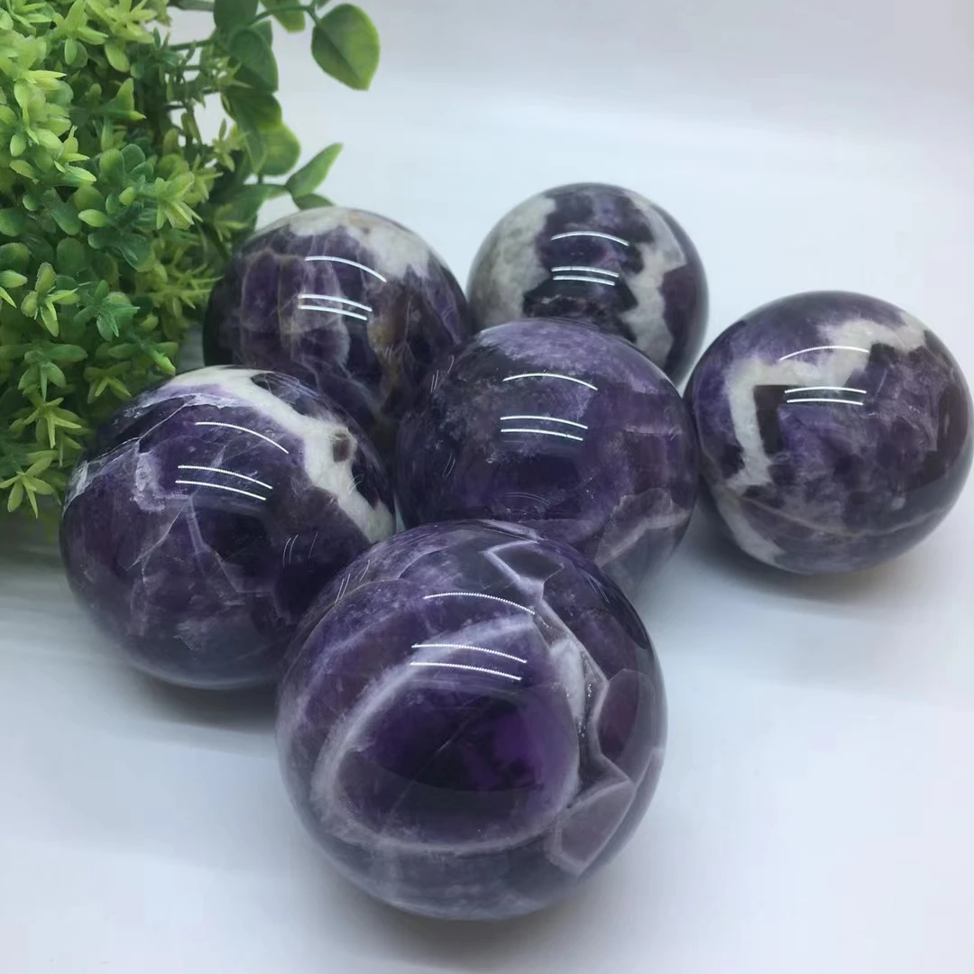 

Natural Dream Amethyst Ball Polished Globe Massaging Ball Reiki Healing Stone Home Decoration Exquisite Collect Souvenirs Gift