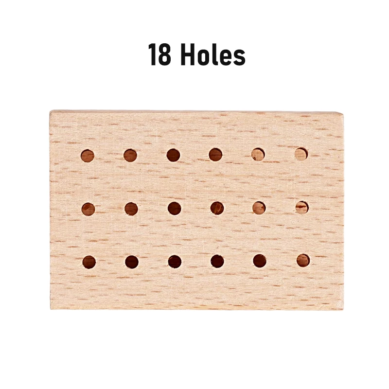 Wooden Nail Drill Bits Holder Box 18 Holes Dental Burs Storage Box Nail Grind Head Organizer Empty Container Case Manicure Tool