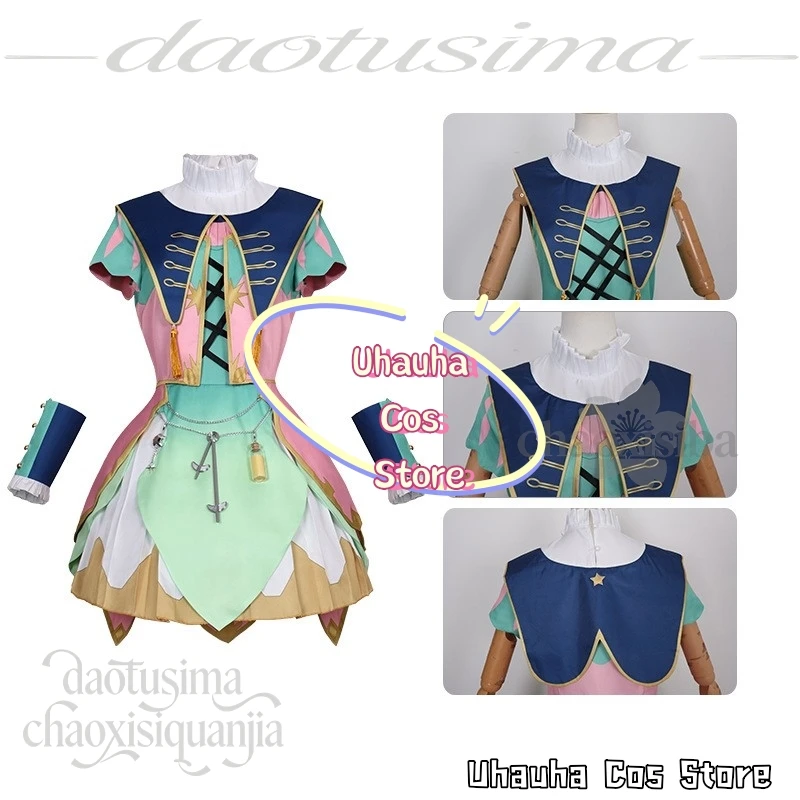 831Anime Game Project Sekai Cosplay Otori Emu Dreamer Costume Kawaii Clown Uniform Pink Green Dress Funny Suit Wigs Halloween view 3