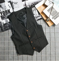 Mens Suit Vest 1920s Mens Vest Slim Fit Formal Business Gangster Waistcoat Striped Tops Cropped Tank Tops 2024 Vests