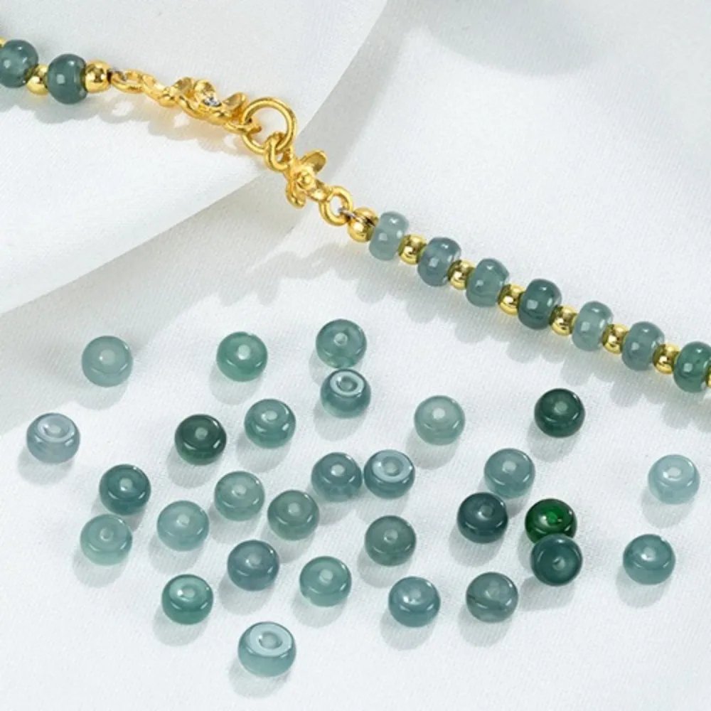 

Jadeite Small Round Beads, Jade Abacus Beads, Beads Separated, Handmade Beads with Beads DIY Bracelet Necklace Jewelry Material