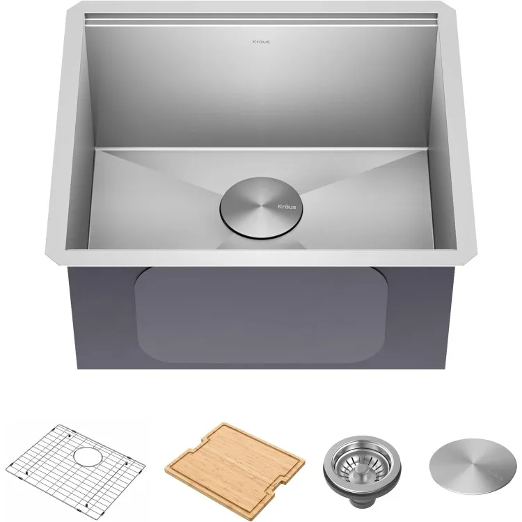 Kore 21 Inch Undermount Workstation 16 Gauge Stainless Steel Double Bowl Stainless Steel Kitchen Sink with Accessories