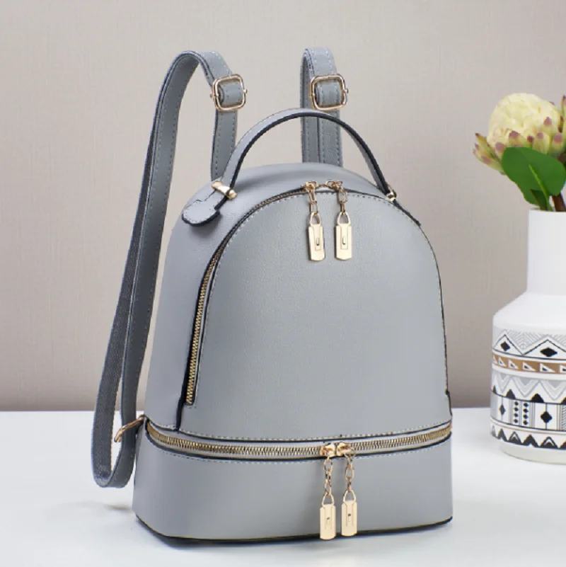 New Korean Women\'s High Quality Leather Travel Backpacks Fashion Large Capacity Shoulder Bags Totes School Bag Small Backpack