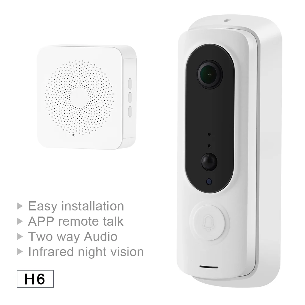 H6 Wifi Intelligente Deurbel Visuele Intercom Video Met Kunstmatige Intelligentie Detectie Monitoring Deurbel Draadloze Deurbel