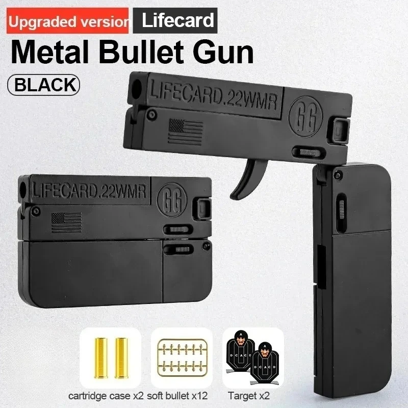 New Upgraded Lifecard Metal Folding Toy Pistol Gun With Soft Bullets Alloy Shooting Model for Kids and Adults