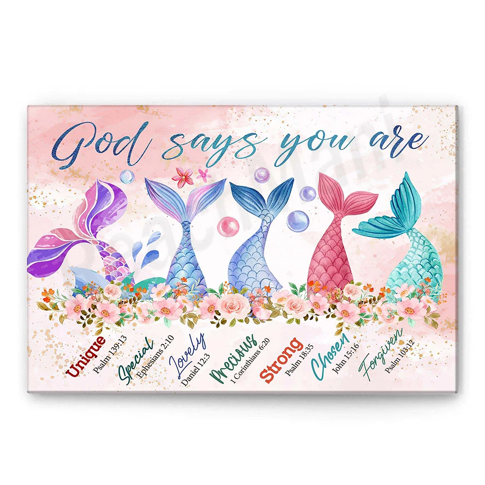 Mermaid, turtle, Yorkshire, chicken, cat, cardinal, penguin, horse poster, God said there is wall art, home decor