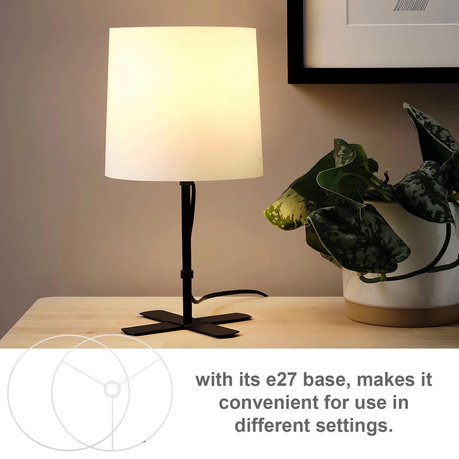

DIY Lampshade Frame Vintage Wire Light Cage Guard White Metal Support E27 Base Ring Frames For Home Office Decor