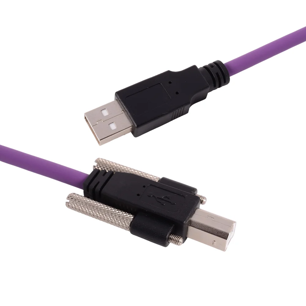 USB 2.0 B Public Data Cable Male Square Mouth Lockable for Industrial Camera Drag Chain Printer Fax Machine Scanner 3m 5m 8m 10m