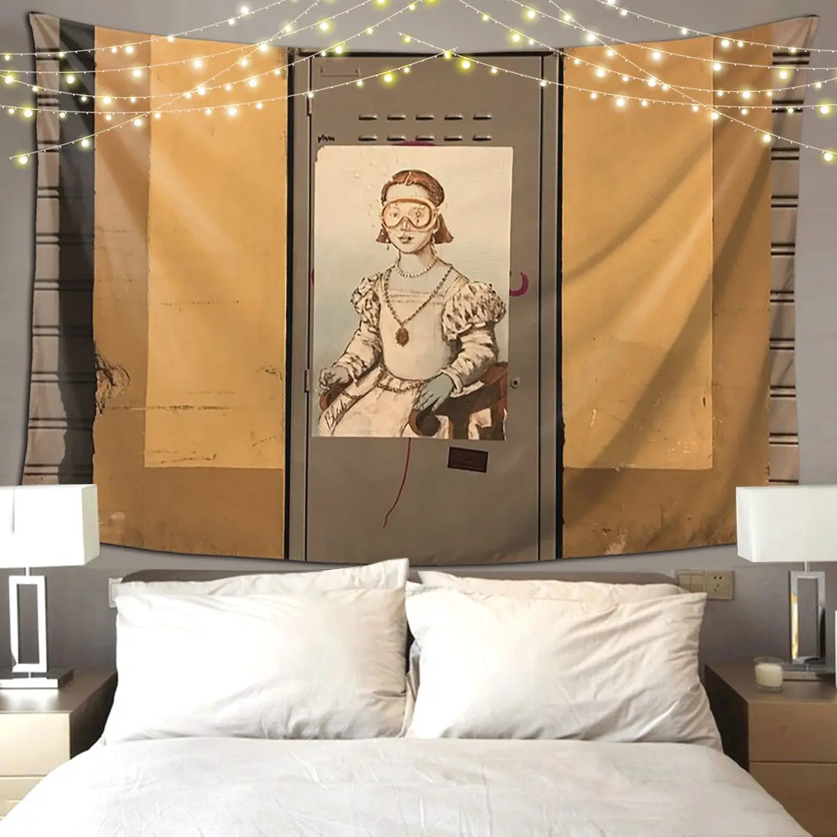 

Florence Lady With Goggles Tapestry Funny Wall Hanging Aesthetic Home Decoration Tapestries for Living Room Bedroom Dorm Room