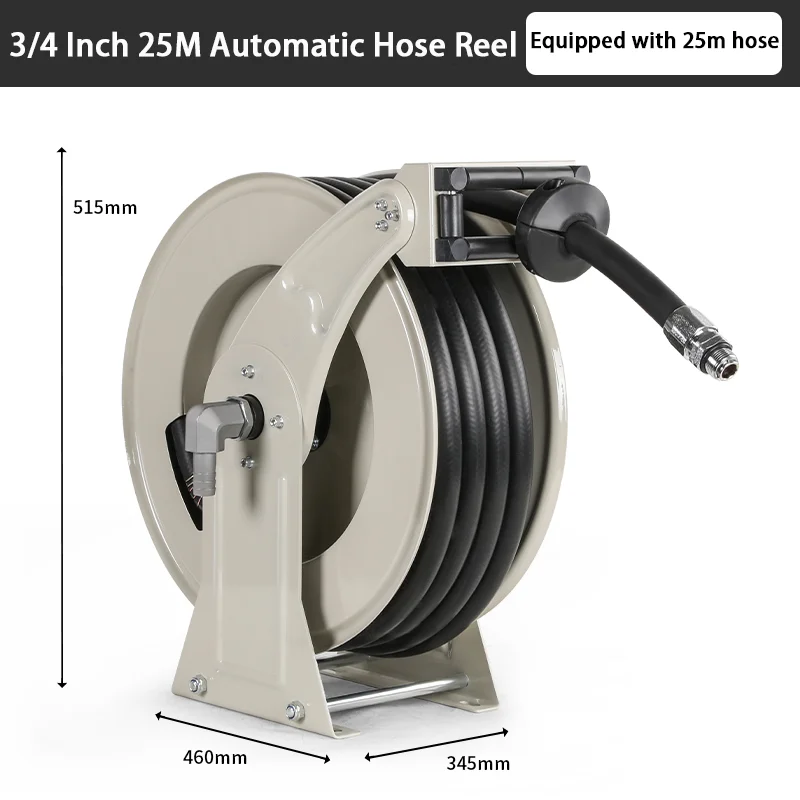 Factory Direct Sale Telescopic Fuel Reel 3/4 Inch 25 Meters Automatic Hose Reel Grey White Iron Carbon Steel