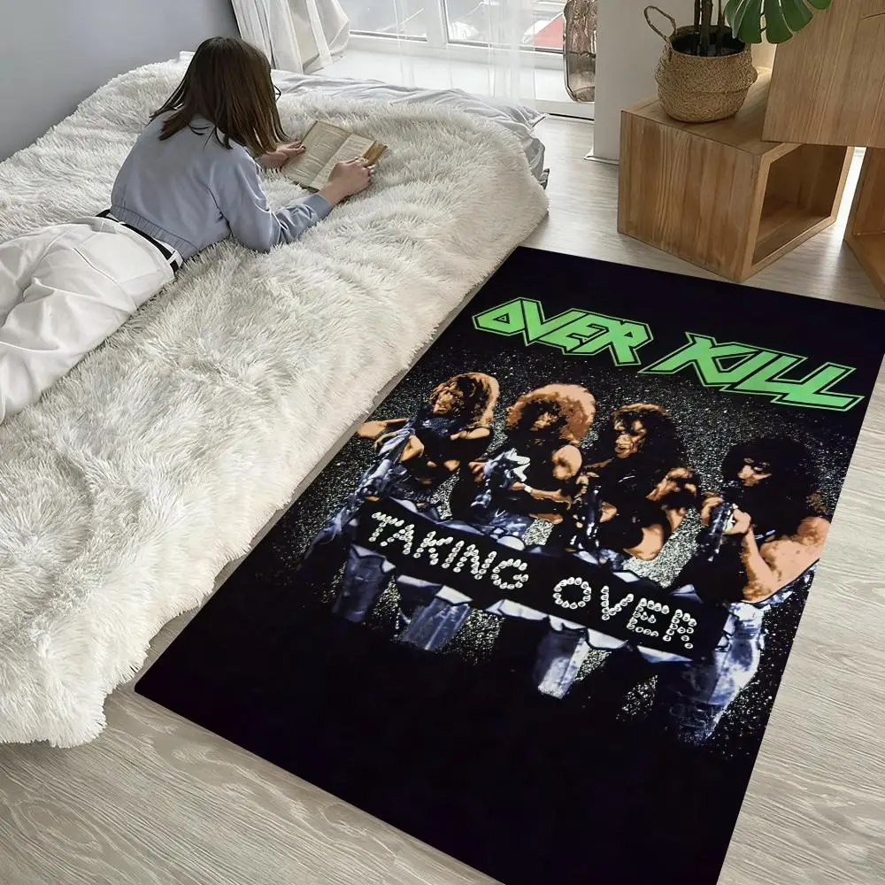 

O-overkills Heavy Rock Band Floor Mat Soft Thickened Non-Slip Door Mat for Living Room Home Decor Flannel Rugs