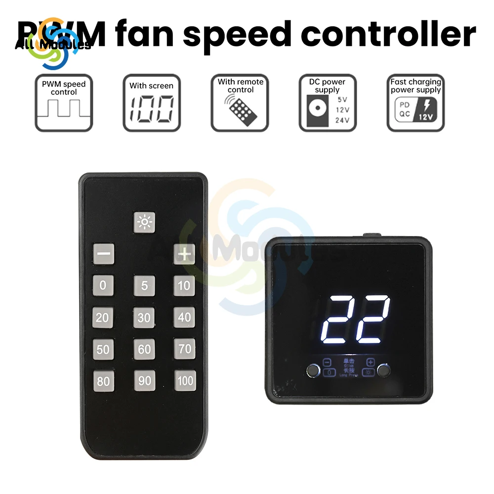 4Pin Lüfter PWM Geschwindigkeit Controller Digital Display Fernbedienung DC 24V 12V 5V Controller Gonvernor für DIY PC Kühlung