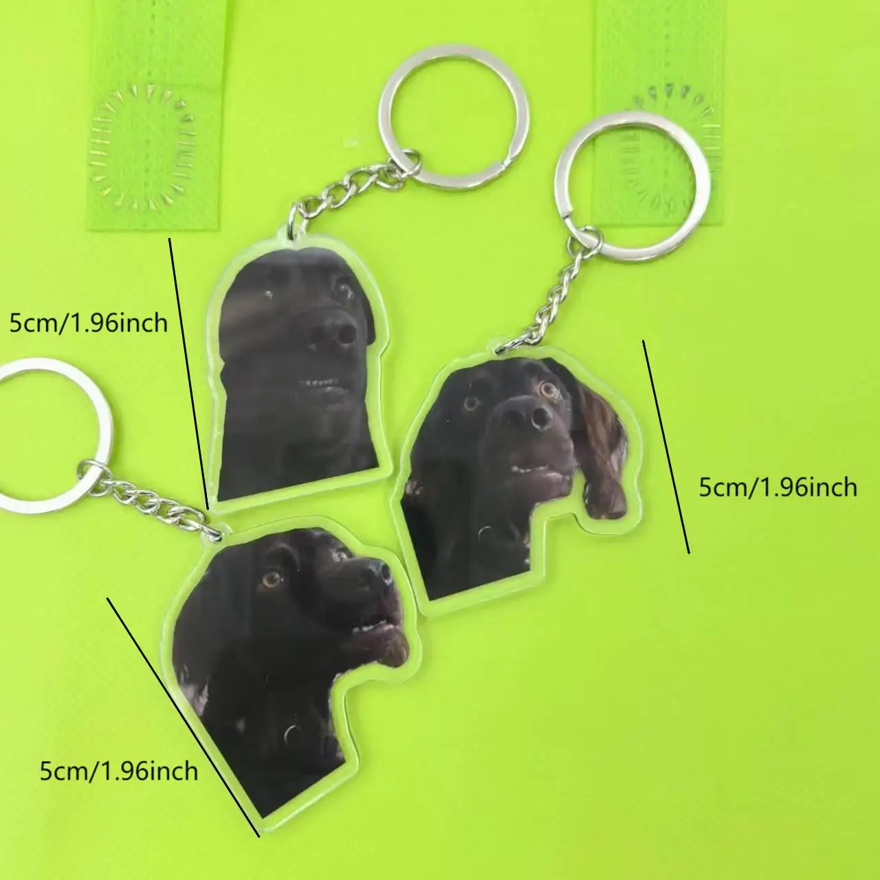 Cute Keychain Dog Meme Keychains Scared Black Dog Meme Confused Dog Gift For Friends Bag Pendant Greyhound Dog Meme