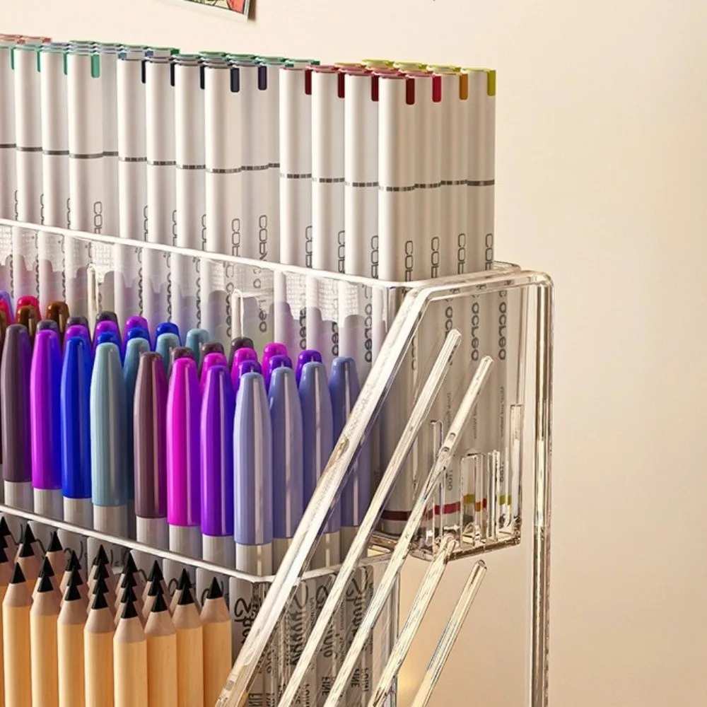 3/4/5 Layers Watercolor Pencil Storage Rack Acrylic Large Capacity Nail Polish Display Organizer Partition Space-Saving