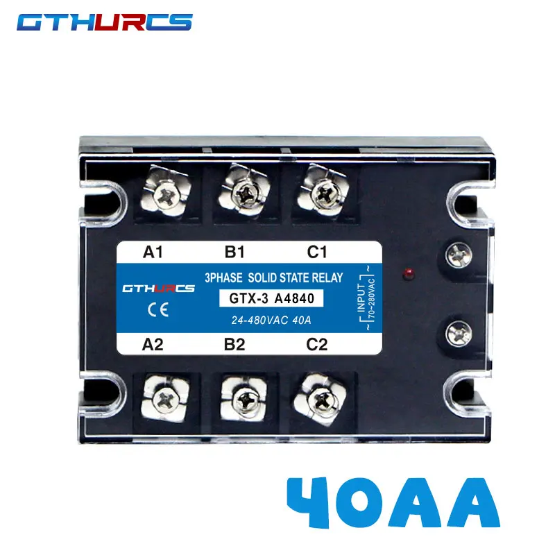 DC-AC AC-AC Three Phase Solid State Relay 3-SSR 10A 25A 40A 60A 80A 100A 120A 200A 70-280V AC Control 24-480V 40AA 40DA