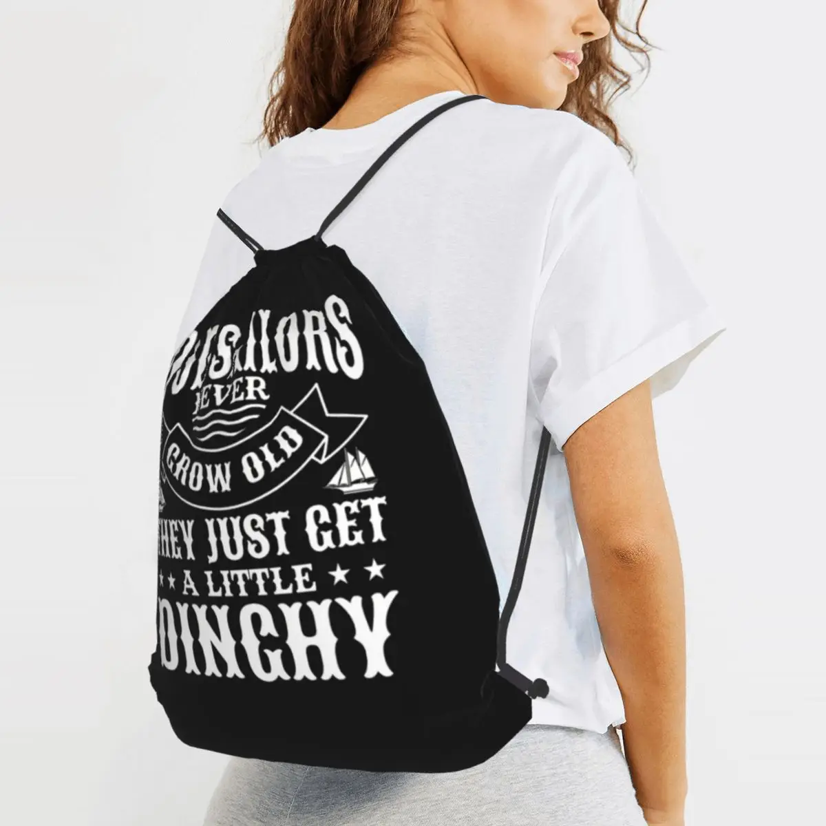 Sailing Good Sailors Never Grow Old Sailor Sailboat Backpacks Fashion Drawstring Bags Sundries Bag Book Bags for Man Woman
