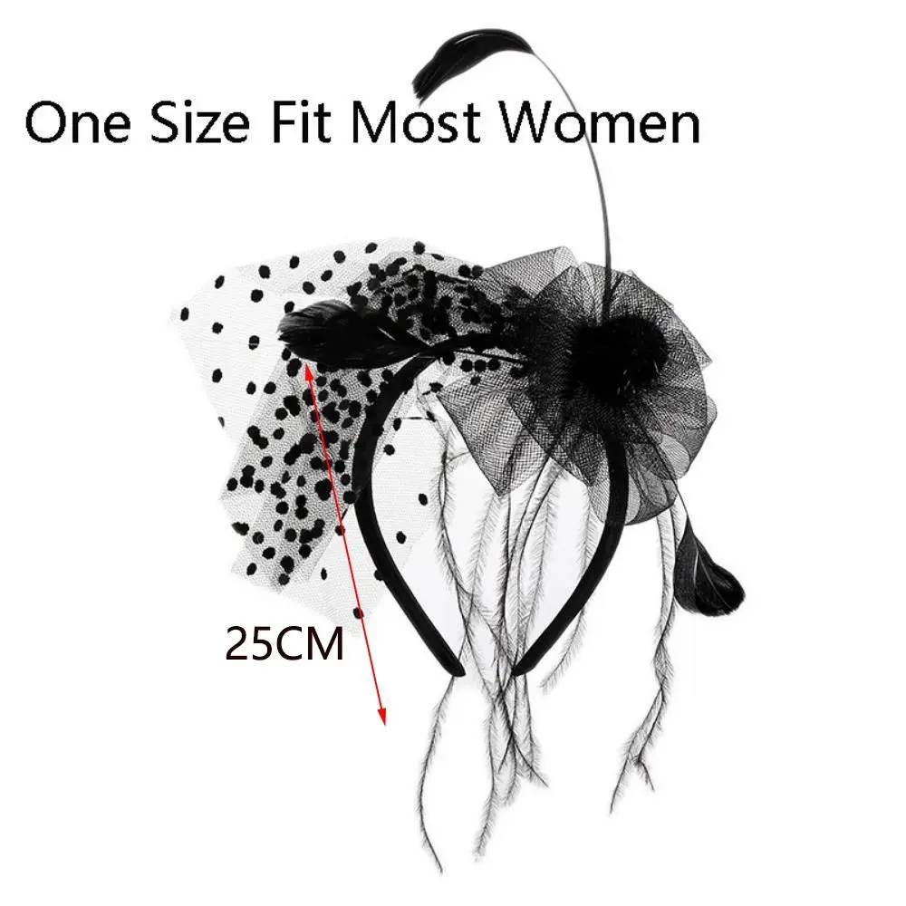 ที่คาดผมขนนกยาวประดับลูกไม้ลายดอกไม้สำหรับวันแห่งความตาย ฮาโลวีน งานแต่งงาน คอสเพลย์ พร้อมผ้าคลุมสีดำ อุปกรณ์ประกอบชุดสำหรับงานปาร์ตี้